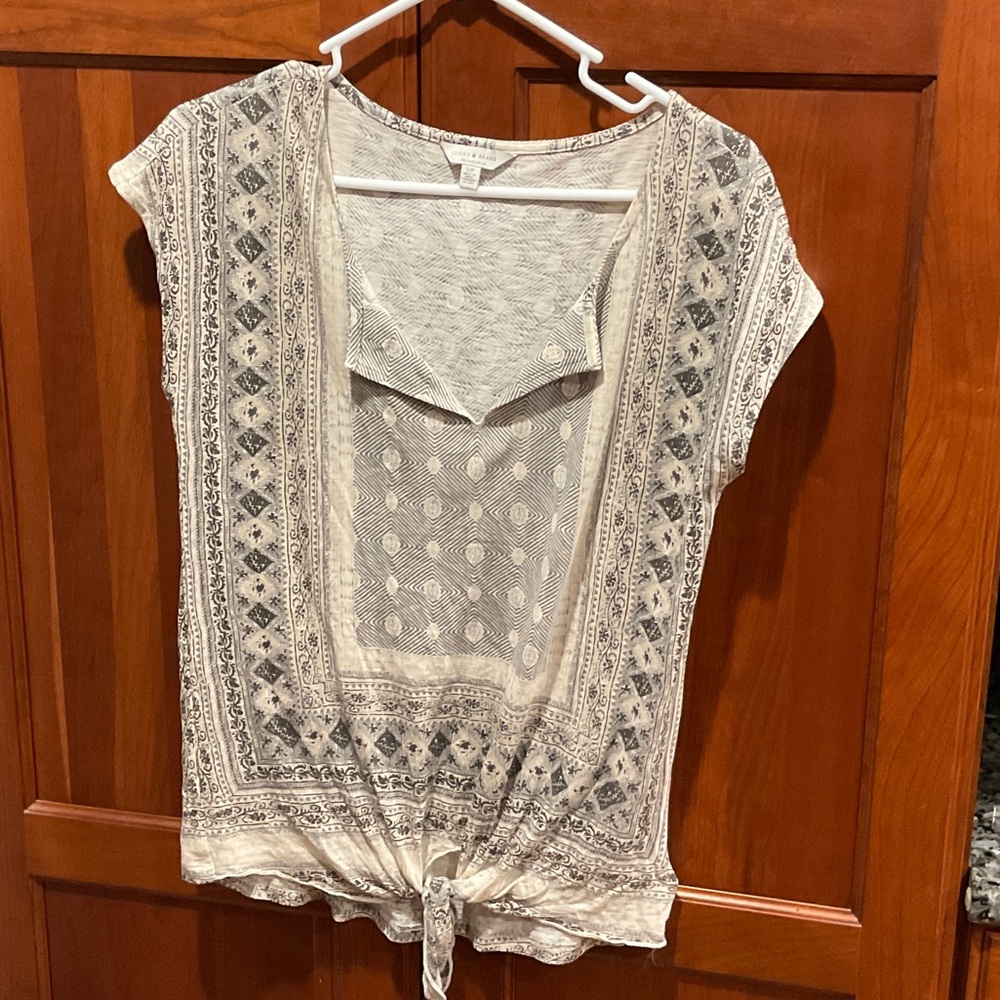 Lucky Brand Cream and Gray Top